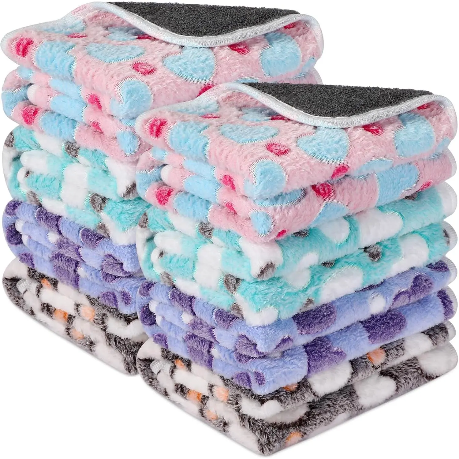 8 Pcs Washable Guinea Pig Blankets Reusable Double Sided Fleece Bedding Cage Liners Sleep Mat for Ferret Chinchilla Heart 16 x 24 Inch