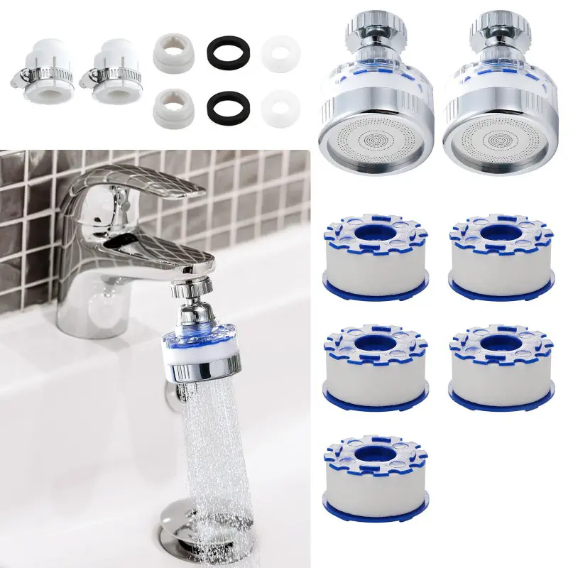 Sink Water Filter Faucet with Filter Elements - 360 °   Rotating Tap Water System Suitable for Home Kitchen & Bathroom, Fluoride Removal System, Faucet Extender for Hard Water, Installation for /EU Taps