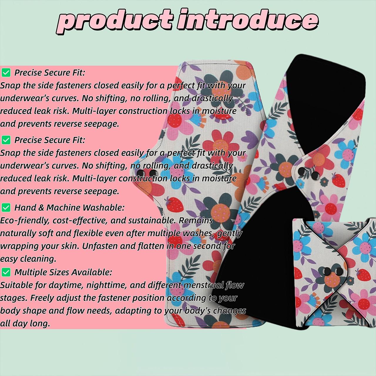 3pcs Reusable Pads Set, High Absorbency Leakproof Night & Day Use, Cotton Lining, Multiple Sizes, Postpartum Menstrual Incontinence Care