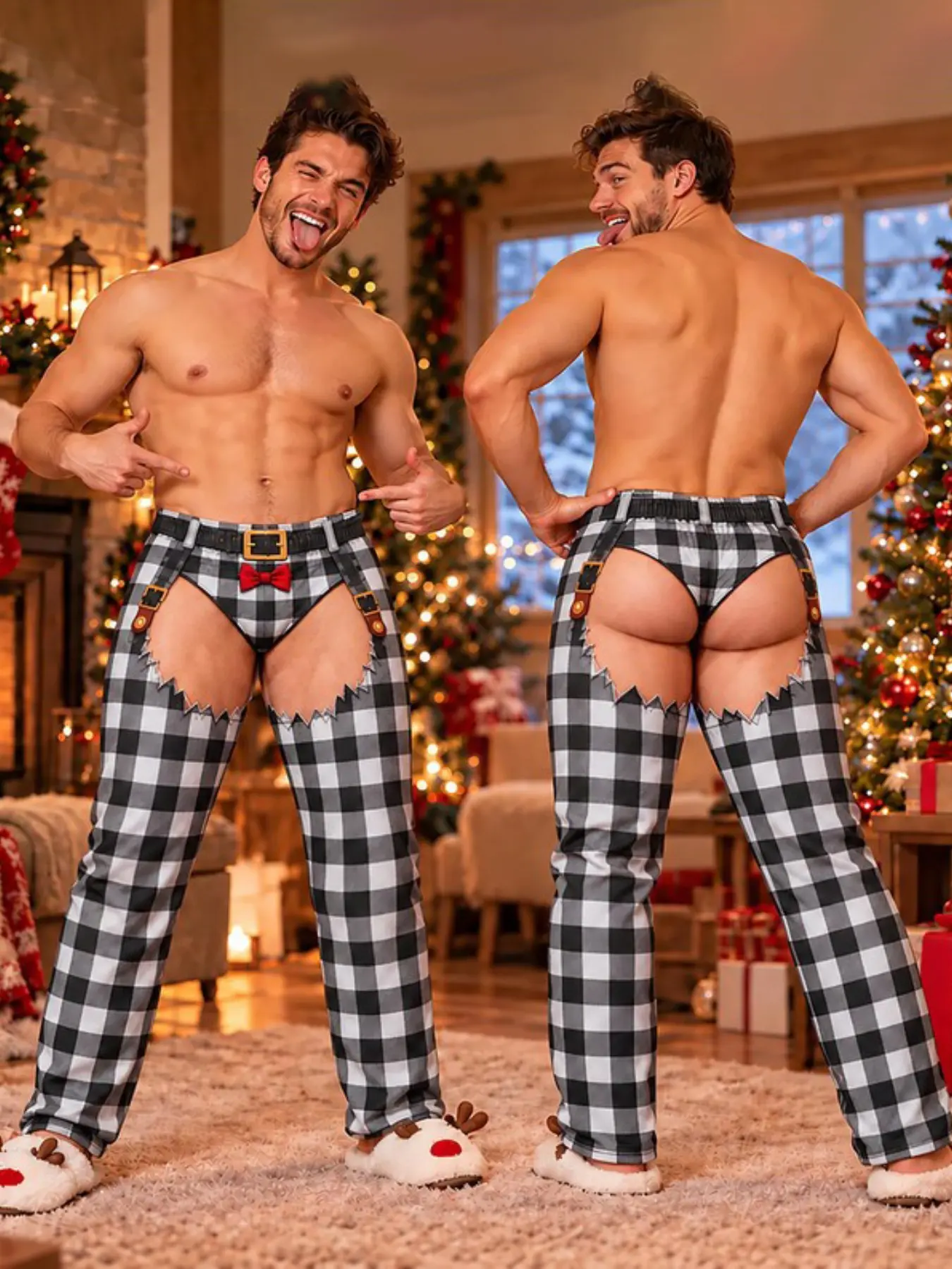 Christmas Funny Men's Pajama Pants, Christmas Party Role Play Home Sleepwear, Gift for Boyfriend, Party Photo Pajamas