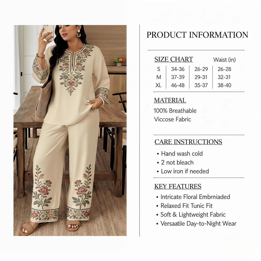 Women's Ethnic-Style 2026 2-Piece Dress & Top Set, Long-Sleeved with Lace Flower Details
