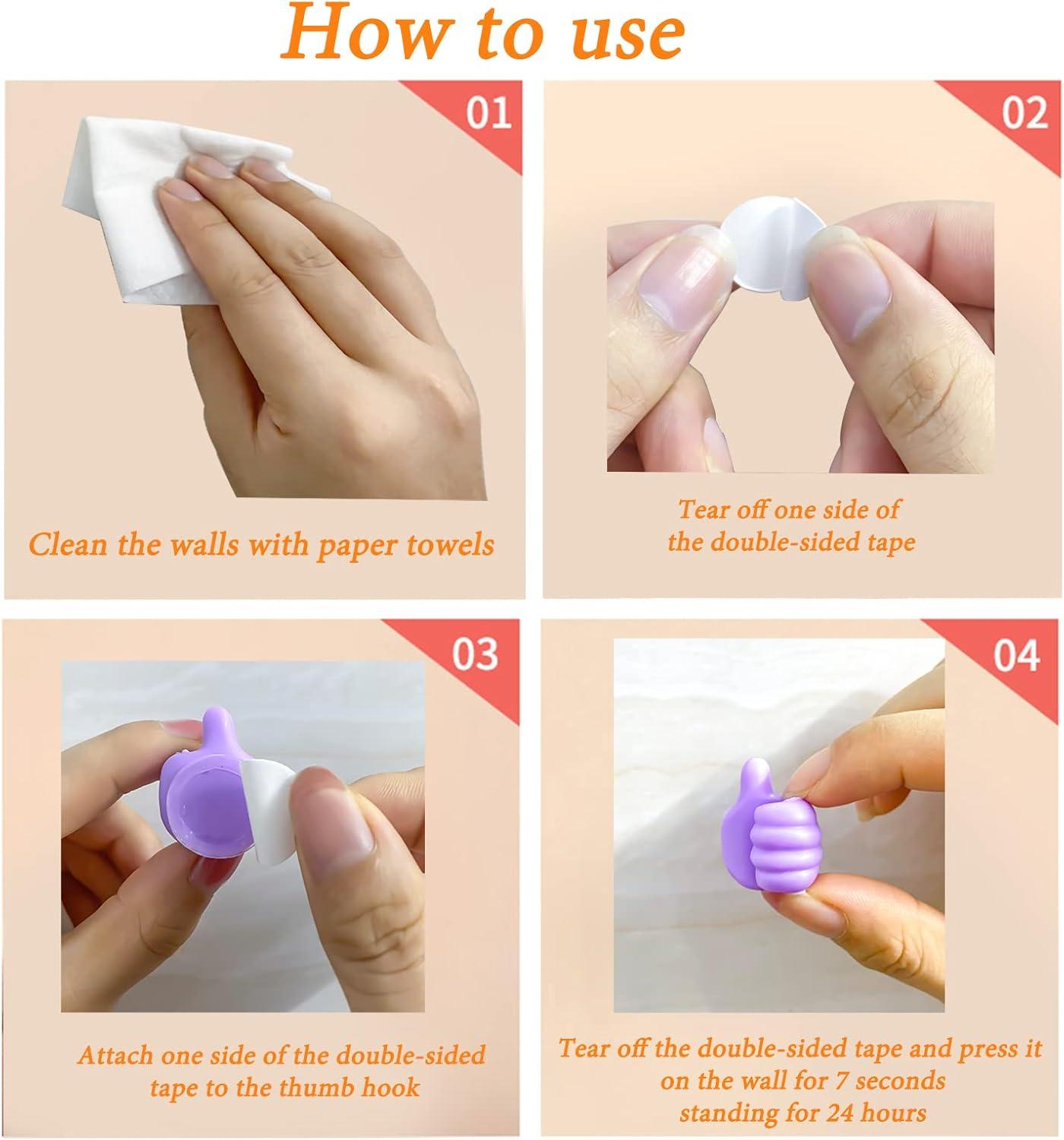 50Pcs Creative Silicone Thumb Wall Hook - Multifunction Adhesive Cable Clip ，Self Adhesive Thumb Cable Organizer Clips Key Hanger Desk Accessories