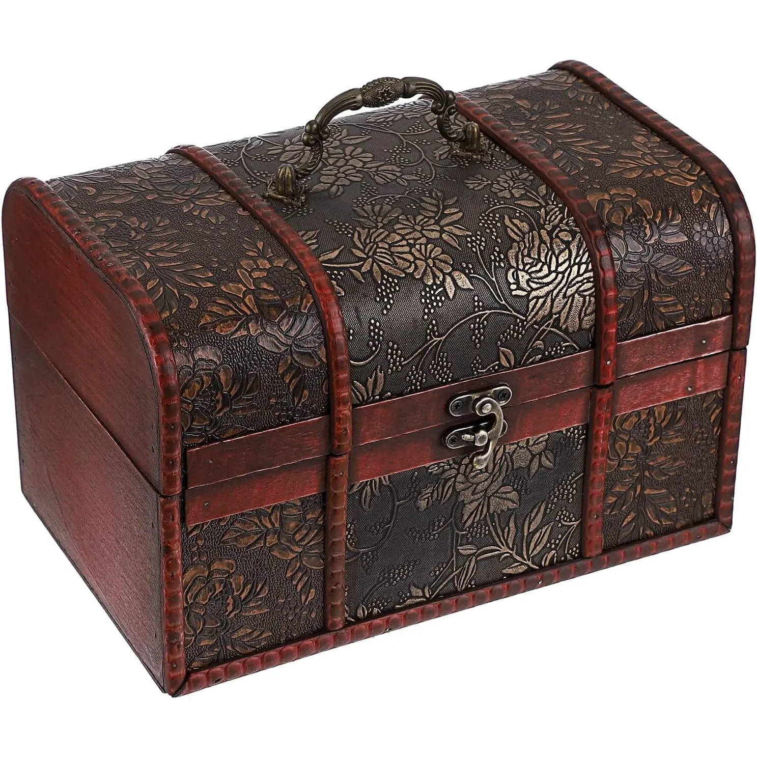 Vintage Treasure Chest Box, Wooden Pirate Keepsakes Box, Large | Treasure Storage Box for Kids Gifts Decorative Box for Jewelry Pearl Trinkets