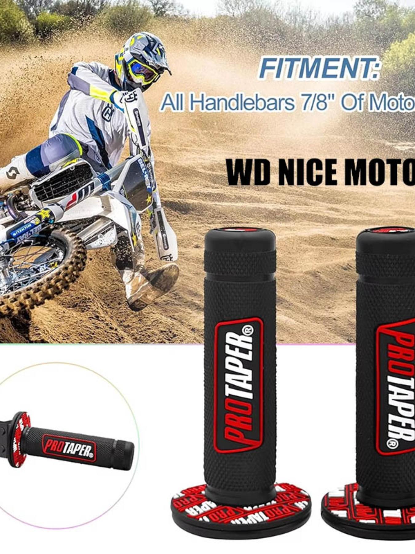 WD Nice Moto Motorcycle Handle Grips, 7/8" 22mm Universal Handlebar Rubber Gel, Comfortable Hand Grip for Motocross & Dirt Bikes