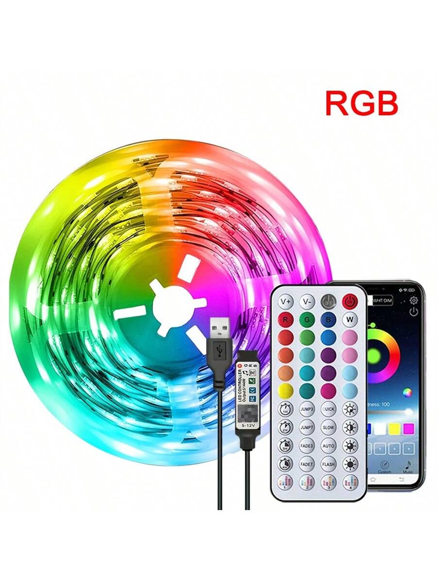 Smart Bluetooth-compatible LED Strip Light, USB 5v Low Voltage Safe Power, APP Control, Remote Dual Control, Color Changing, Music Rhythm, Timer Mode