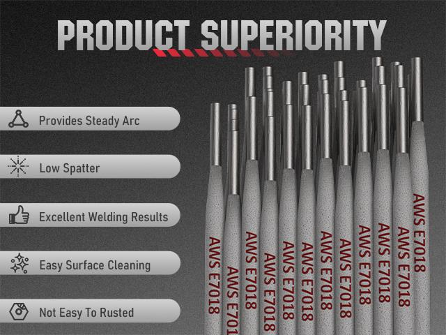 YESWELDER E7018 Low Hydrogen Welding Rods | 5LB Pack, Multi-Size: 1/8", 3/32", 5/32" Carbon Steel Stick Electrodes