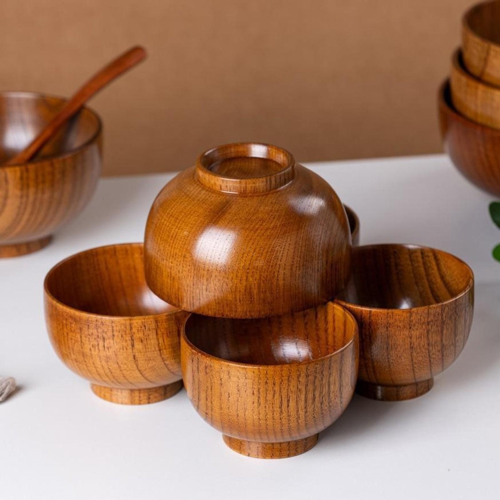 Wooden Bowl, Salad Serving Bowls, Household Tableware Set for Home Kitchen Dining Room, Kitchen Accessories, Kitchenware
