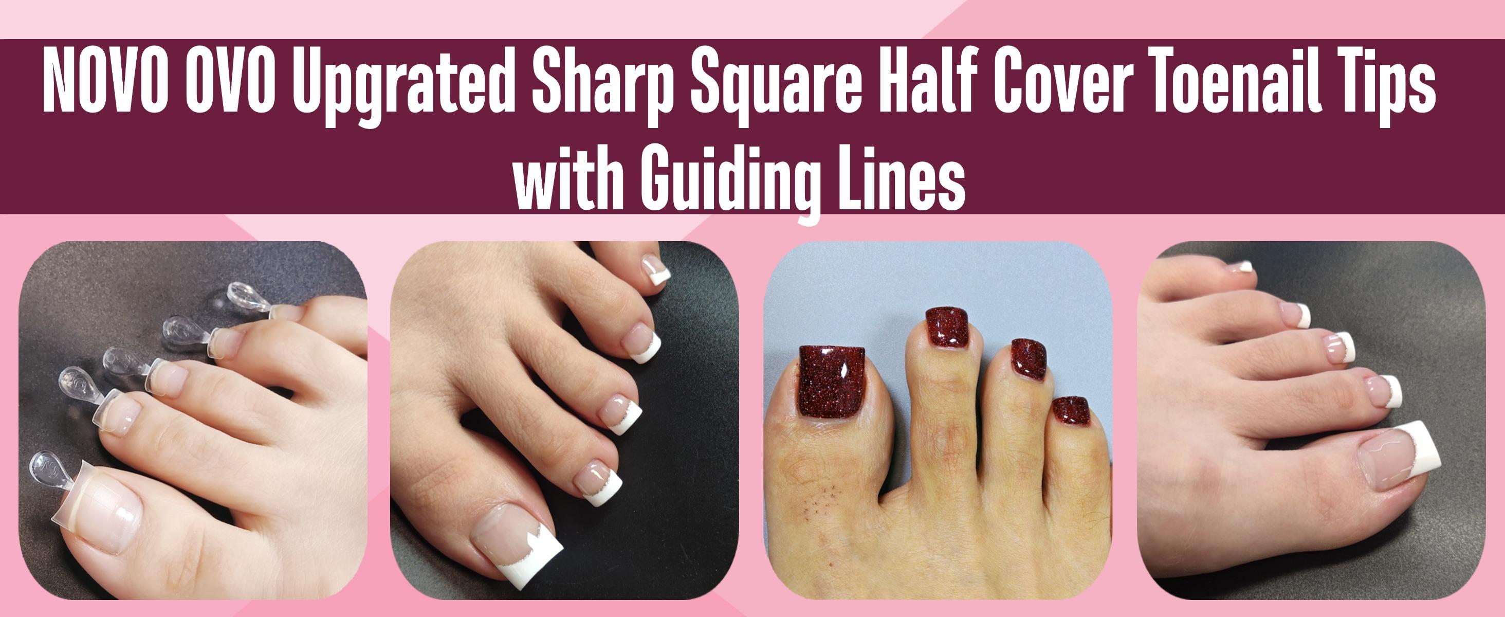 NOVO OVO Upgraded Flexible Half Cover Soft Gel Fake Toe Nail Tips with Auxiliary Line for Toenail Extension, Sharp Square Medium Wide for Men Women Acrylic pedicure in Salon x 15 Sizes 300 Pcs,NO GLUE & BUILDER GEL, TOP COAT,LAMP INCLUDED NOVO OVO Upgraded Flexible Half Cover Soft Gel Fake Toe Nail Tips with Auxiliary Line for Toenail Extension, Sharp Square Medium Wide for Men Women Acrylic pedicure in Salon x 15 Sizes 300 Pcs,NO GLUE & BUILDER GEL, TOP COAT,LAMP INCLUDED