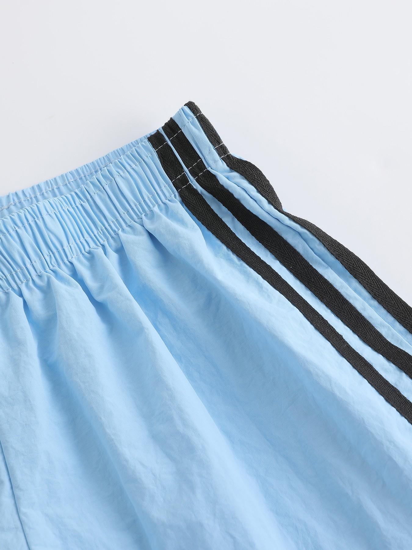 Women's Summer Striped Lightweight Athleisure Shorts, Elastic Waist Loose-Fit Workout Shorts, Casual Beachwear, Multiple Colors Available, Loose Sporty Shorts