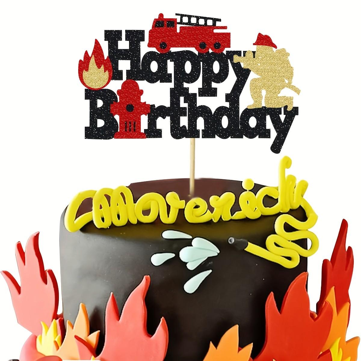 1 Firefighter-themed Birthday Party Cake Decoration