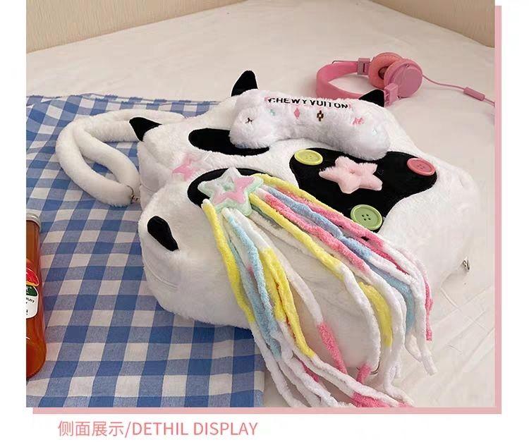Autumn and winter sweet and cute cartoon Y2K plush cat paw bone backpack for girls, large capacity daily commuter bag, birthday gift