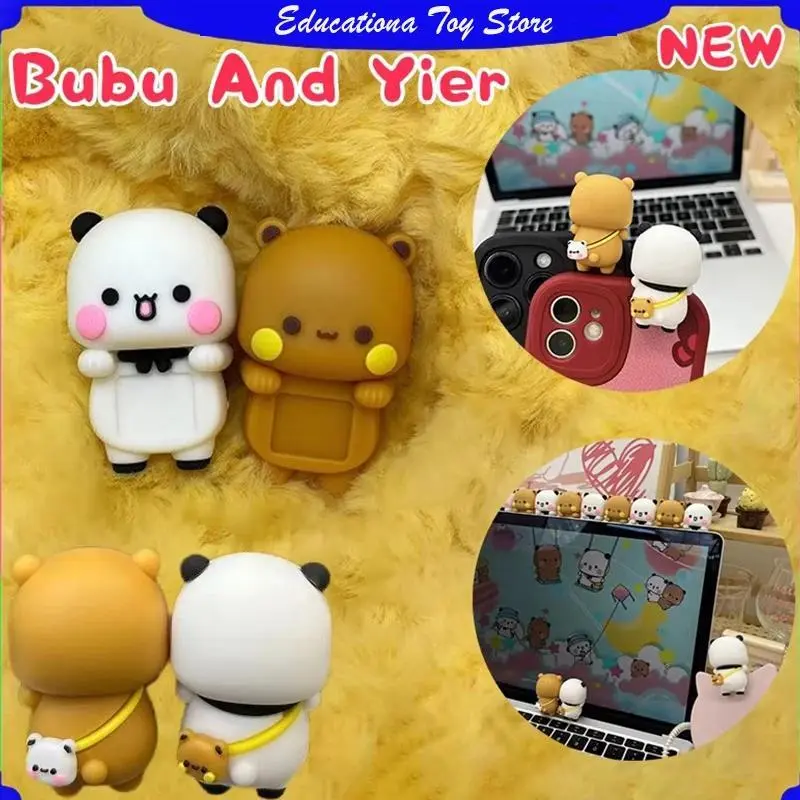 2 Pcs New Panda Bubu And Dudu Toy Doll Cute Cartoon Panda Bear Doll Mobile Phone Display Screen Decorative Doll Couple Gifts