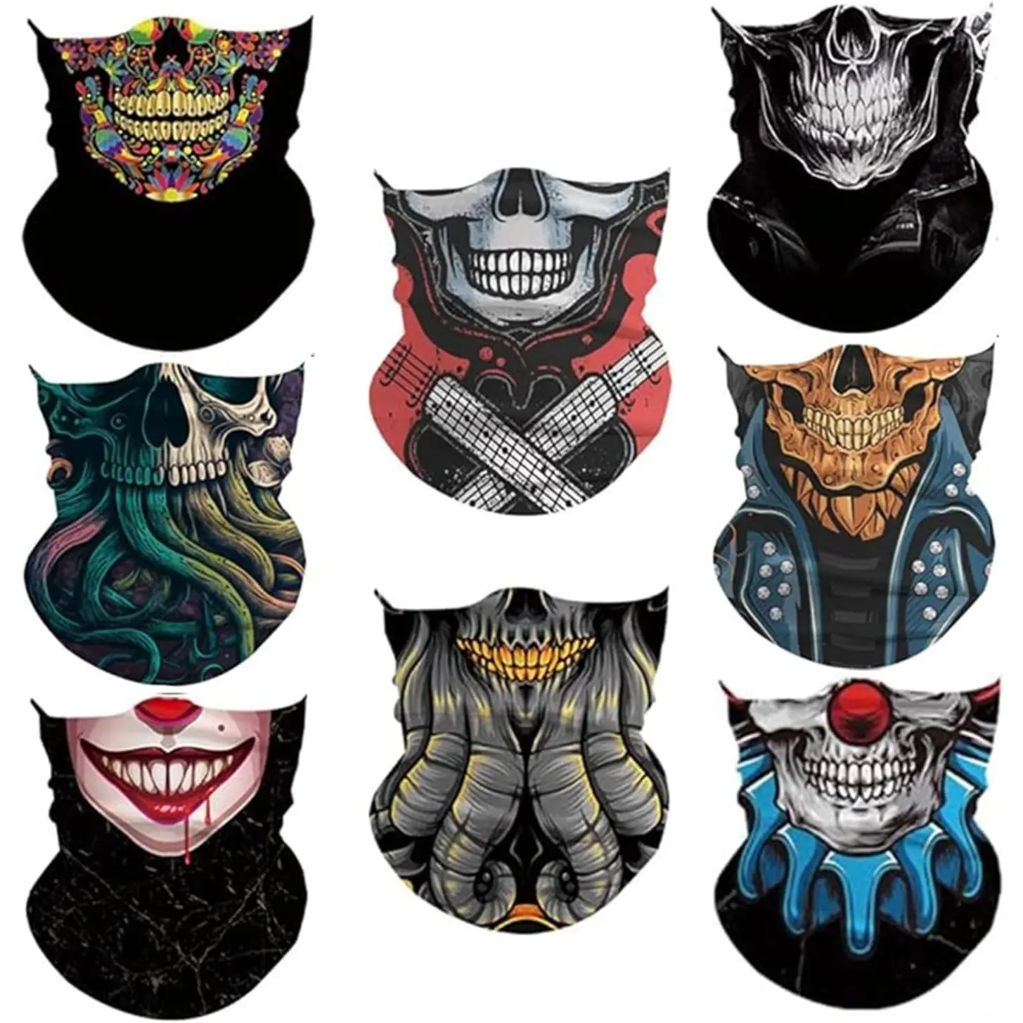 4/8Pcs Neck Gaiter Face Mask,Scarves Bandanas Face Tube Headband | Seamless UV Protection Bandana, Motorcycle Multi Function Headwear,Magic Scarf Neck Warmer, Head Wrap for Men Women Halloween