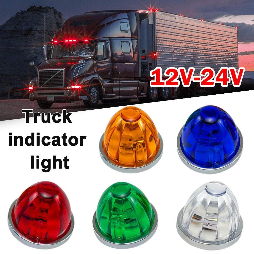 5Pcs Amber Watermelon LED Strobe+Constant Marker Lights Dual Function Watermelon-Shaped Side Marker Clearance Tail Top Cap Roof