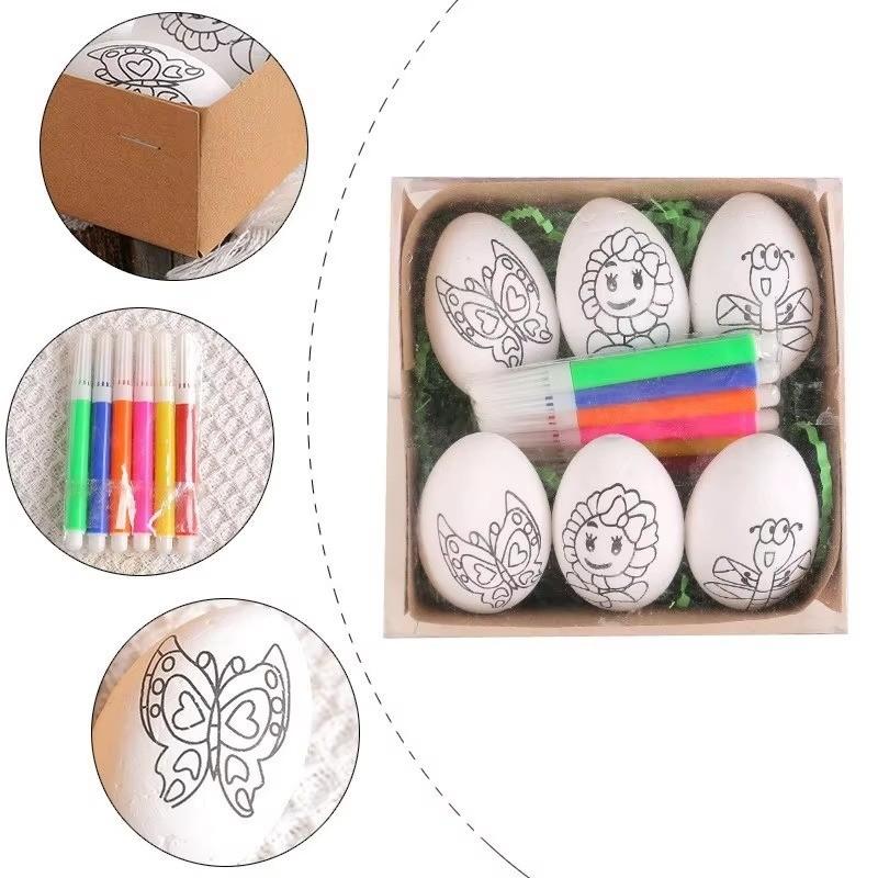 Safe Eco-Friendly DIY Hand-Painted Easter Eggs, Dual-Sided Realistic Egg Coloring Kit, Kids Craft Educational Toy, Parent-Child Interactive Painting Set