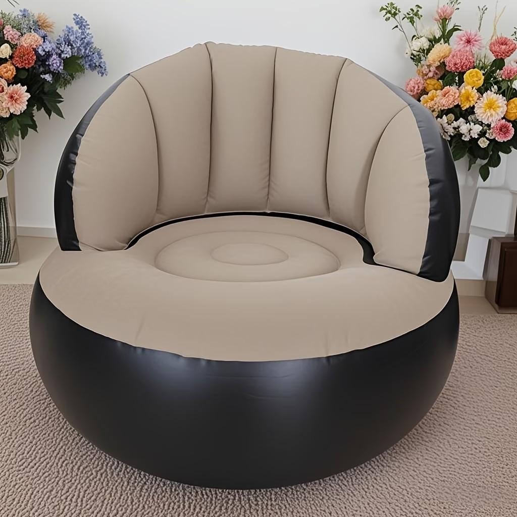 1 Person Portable Inflatable Lazy Sofa, Foldable Air Cushion Couch with Foot Pump, Space-Saving Modern Lounge Chair for Indoor Outdoor Use, Ideal for Camping, Dorm, Apartment, Easy Storage & Transport, Various Colors