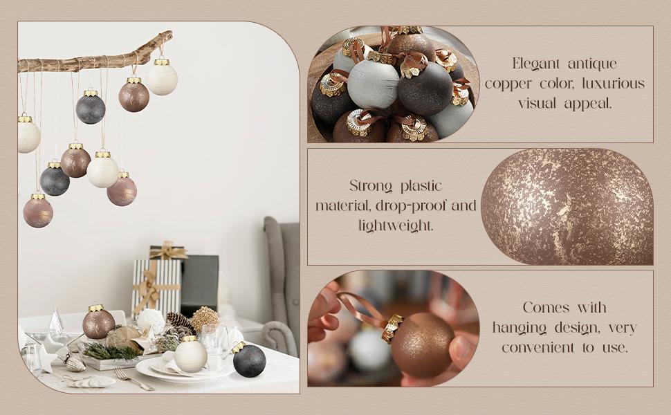 Christmas Clearance Sale Neutral Textured Christmas Ornaments Christmas Decoration  Neutral Christmas Farmhouse Vintage Christmas Tree Decorations, Nostalgic Decorative Items Christmas Decor for Xmas Tree Home Indoor Outdoor Party Holiday Decorations