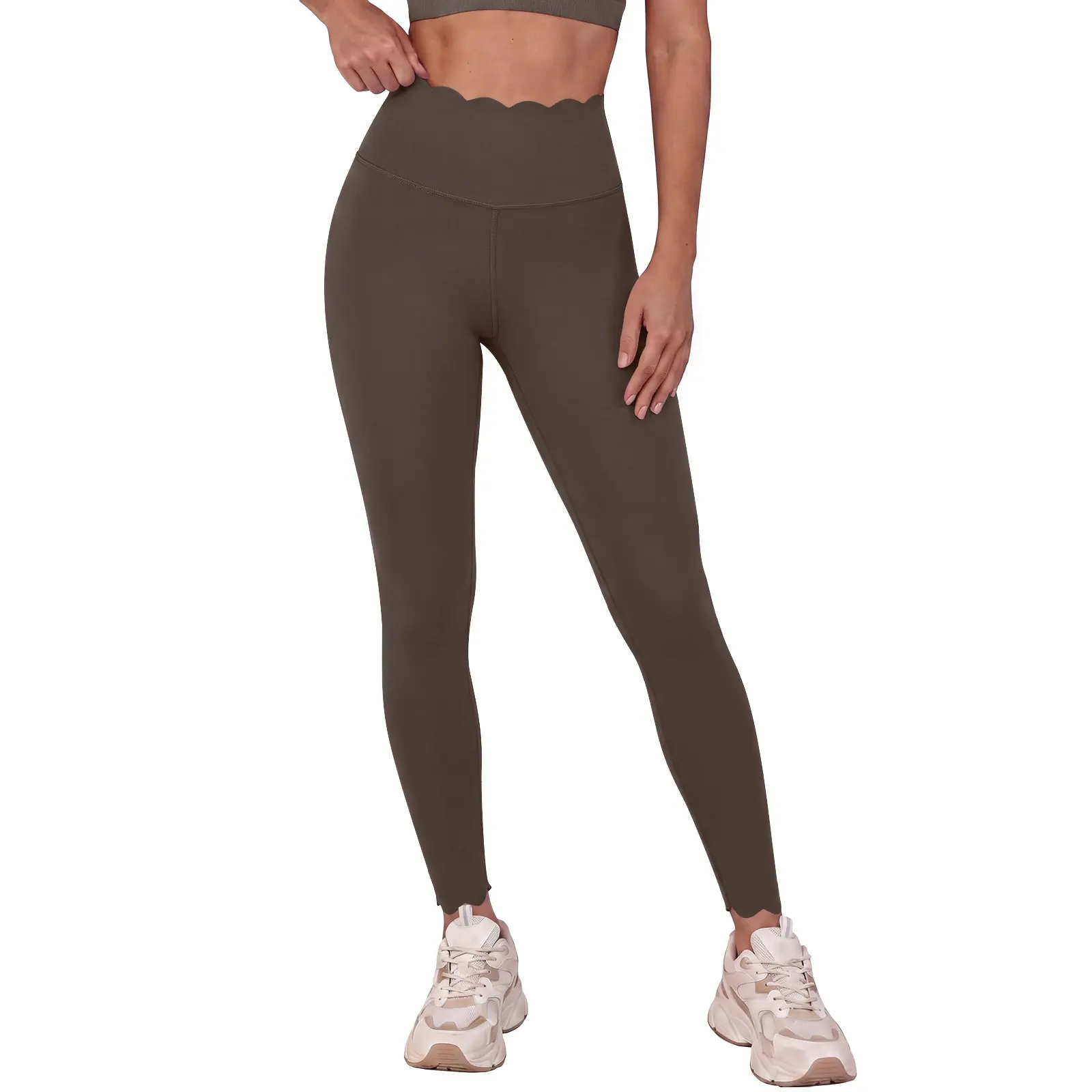 Aoysky Women's High Waisted Leggings - Tummy Control, Scallop Waist, Buttery Soft, Full Length, Second Skin Fit, All-Season Everyday Active Gym & Yoga Sports Bottoms, Cold Wash Compatible