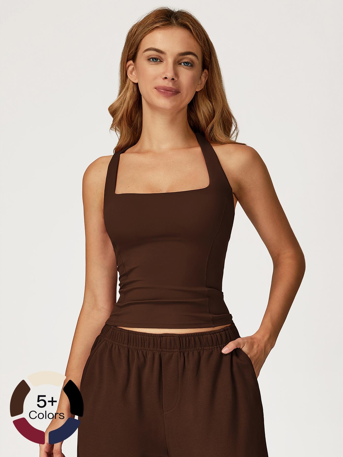 Women's Seamless Yoga Vest, Cross Back Design, Tight-Fitting Sports Tank Top, Sporty Cami Top for Outdoor Running & Fitness Workout Wear