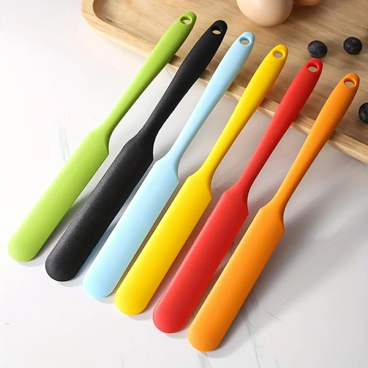 1 Piece Food Grade Silicone Spatula - Flat Blade Cooking & Bake Tool, Macaron Colored Non-Stick Cream Scraper, Heat Resistant/High Temp Res Bread Jam Mixing Tool (Random Color Selection)