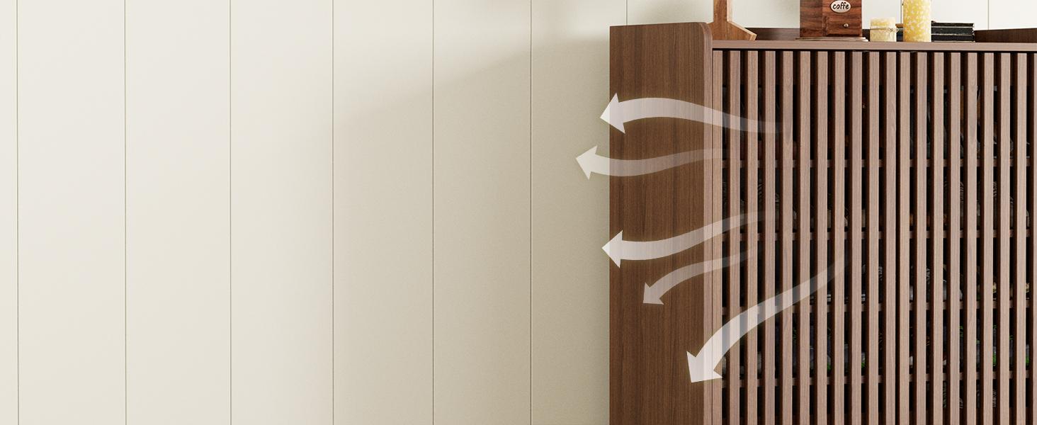 Vabches 6-Tier Shoe Cabinet with Grille Doors, Large Wooden Shoe Storage Cabinet with Adjustable Shelves, Mid-Centery Freestanding Shoe Organizer Cabinet for Entryway, Hallway Vabches 6-Tier Shoe Cabinet with Grille Doors, Large Wooden Shoe Storage Cabinet with Adjustable Shelves, Mid-Centery Freestanding Shoe Organizer Cabinet for Entryway, Hallway