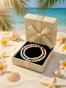 Dopamine Rainbow Flower Necklace, Natural Pearl Patchwork, Summer Versatile Jewelry Gift for Girlfriend, Boho Style Choker