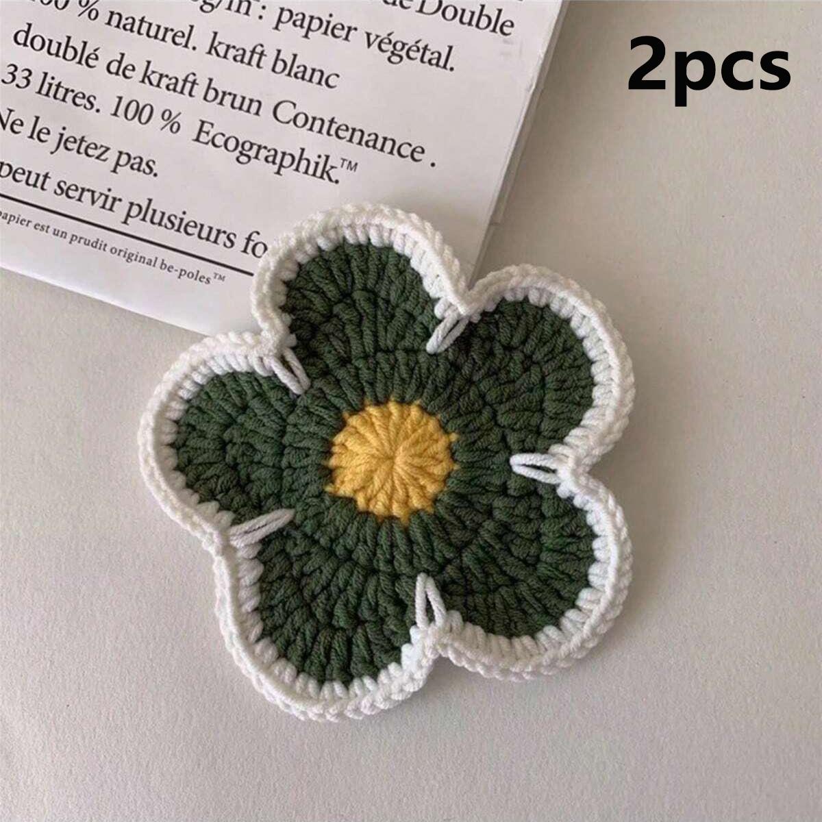 Vintage Floral Crochet Coasters, Heat Resistant Table Mats, Round Place Mats, Home Decor for Kitchen, Coffee Table, Restaurant, Bar