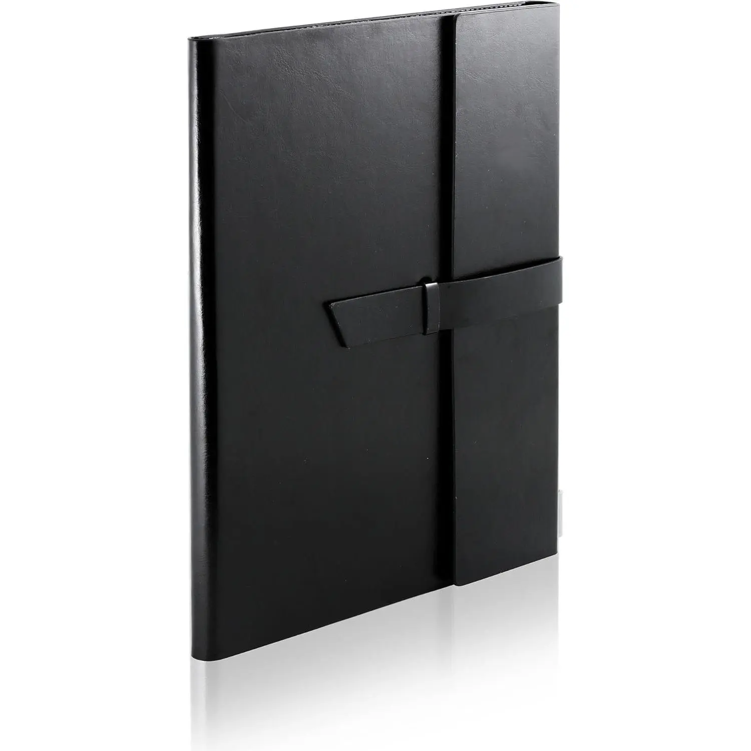 Leather Padfolio Portfolio Folder – Slim Refillable Portfolio Organizer Holder for Letter Legal A4 Note Pads Notebooks, Business Leather Portfolio Binder for Men Women, Black