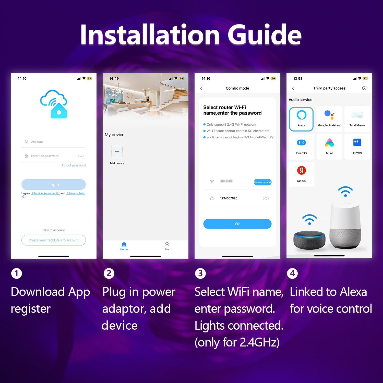 100FT 50FT WiFi Led Strip Lights Smart Led Light Strip Work with Alexa & Google Assistant RGB Music Sync Color Changing Led Light for Bedroom Decors