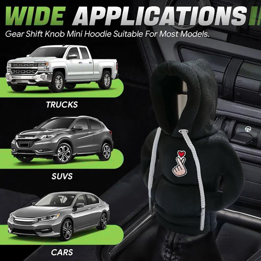 Universal Car Gear Shift Cover, Cute Heart Pattern Interior Decoration, Cartoon Design, Small Sweatshirt Style, Car Accessories