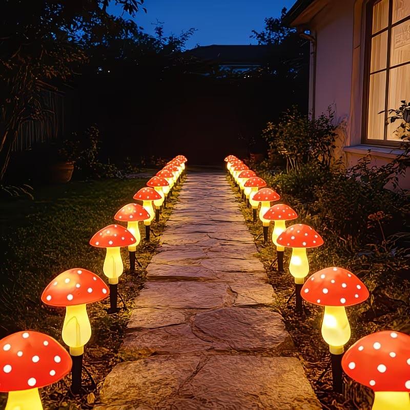 Battery-Powered Mushroom Lawn Lights, Outdoor Garden Lighting, 8 Lighting Modes, Suitable for Patios, Paths, Lawns, Solar Powered