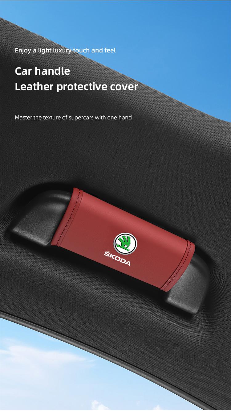 Car Roof Handle Protective Cover Pull Gloves Interior Accessories For Skoda Kylaq Elroq Kodiaq Octavia Enyaq Kamiq Scala Rapid Superb Karoq Fabia Citigo Vision RS Yeti