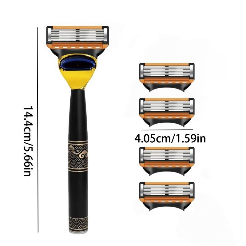Men's Manual Shaving Razor Set, 1 Handle with 8-32 Replacement Blades, Six Layer Stainless Steel Safety Razor, Shaving Tool