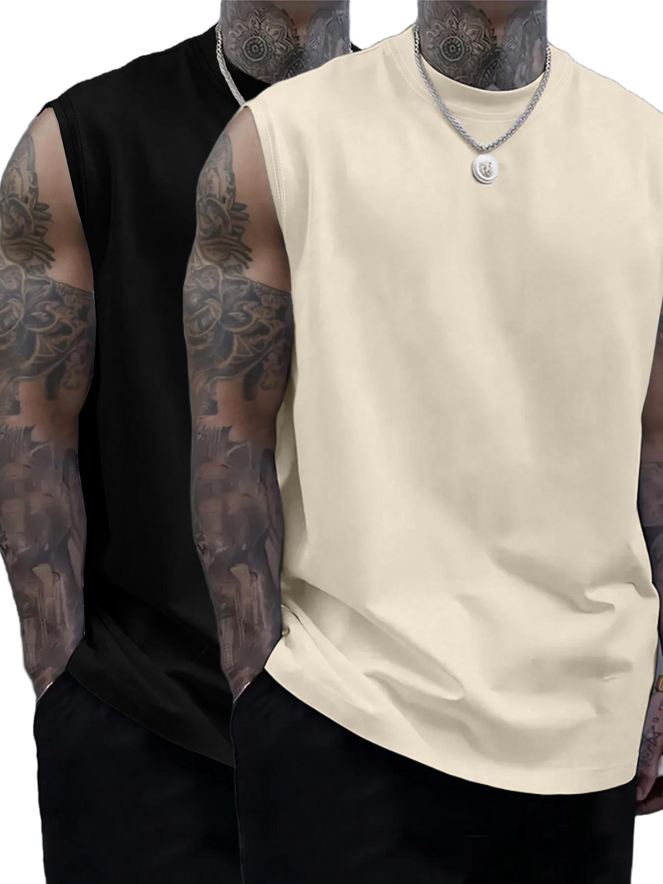 Men's Solid Color Round Neck Tank Top, Loose Casual Comfy Classic Crew Neck Sleeveless Top for Summer, Men's Clothes for Daily Wear, Casual Loose Fit