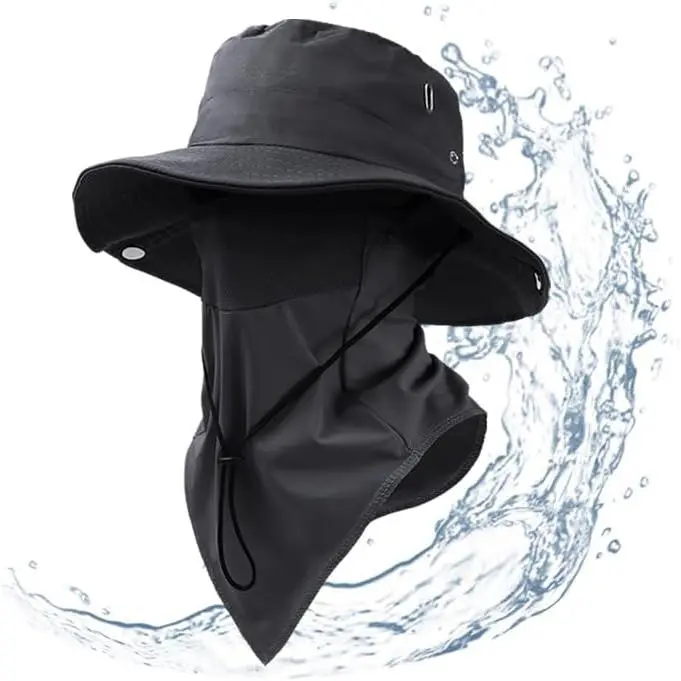 Wide-Brimmed Sun Hat,Fishing Hat, Beach Fishing, Hiking,Camping,with Cooling Silk Mask to Block Mosquitoes(Hat + Mask)