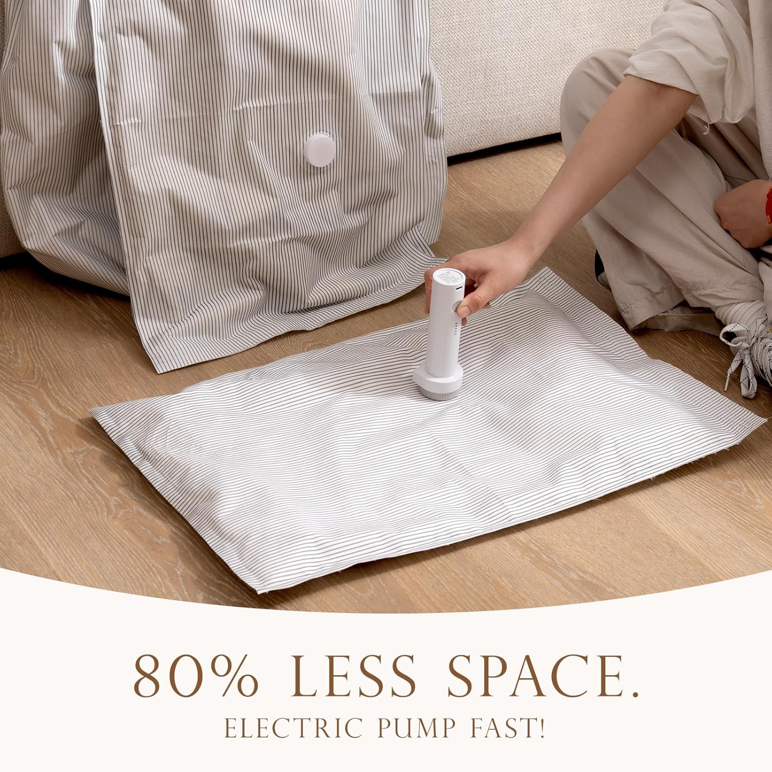 [2025 Upgraded]  Cordless Travel Vacuum Bag Set – 15-Pack Compression Bags for Carry-On Suitcases – 140L/Min Powerful Air Removal – USB Rechargeable Handheld Pump with Built-In Battery – Space Saver for Clothes & Packing， waterproof, reusable Storage