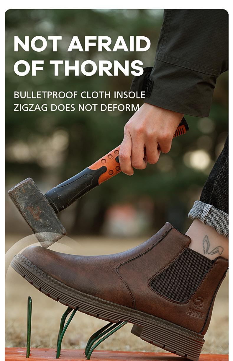 Splash-proof Smash-proof Puncture-proof Breathable Safety Shoes Lightweight Steel Toe Brown Non-slip Work Shoes for Women Footwear Bridal SpringStatements