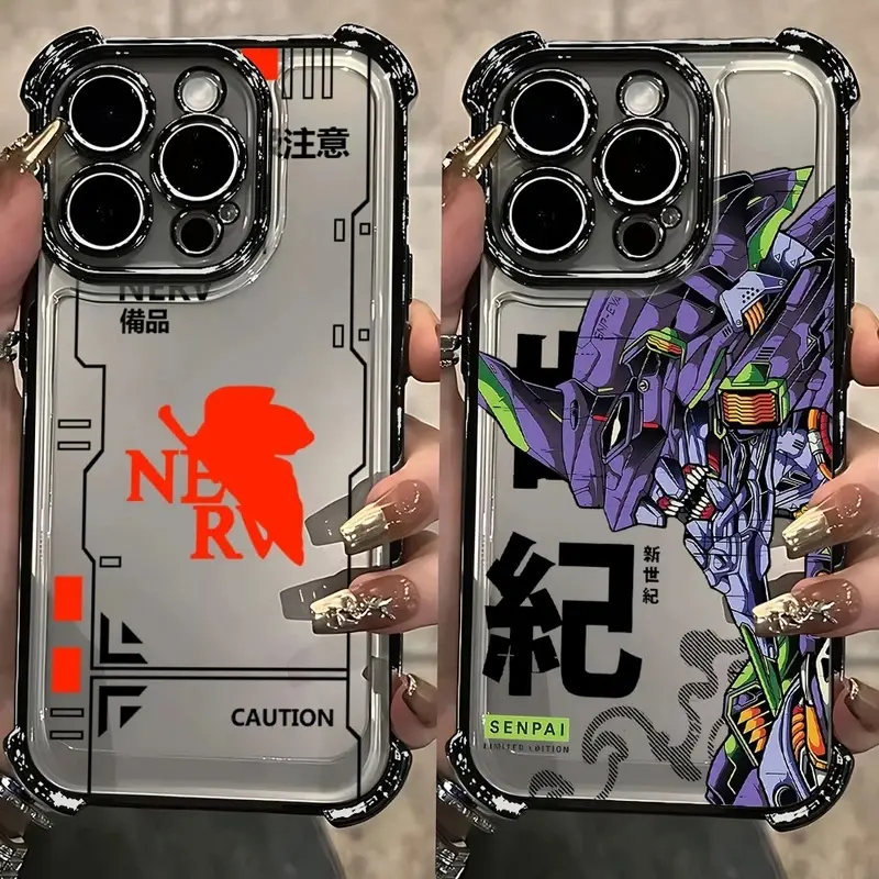 Electroplated Clear N-Neon G-Genesis E-Evangelion Case for iPhone 17 Air 16 E 15 14 Plus 13 12 Mini 11 Pro Max Acrylic Cover