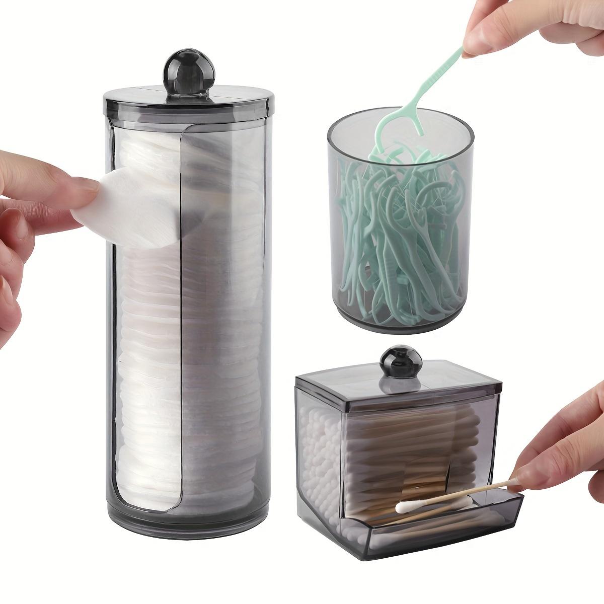 Clear Plastic Transparent Storage Box, 3 Counts/set Modern Simple Storage Jar Canister with Lid, Bathroom Accessories Set, Home Organizer for Cotton Swab, Ball, Pads, Floss, Bottles Containers