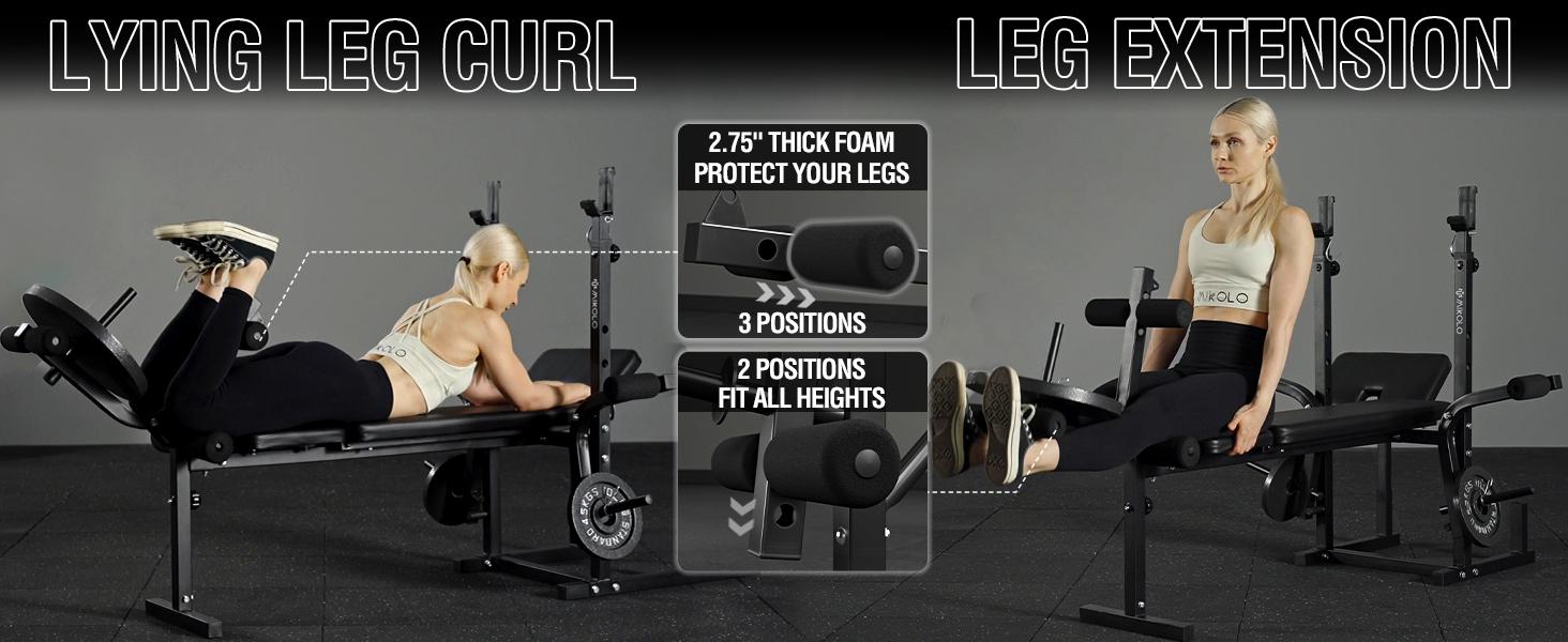MIKOLO 8-in-1 Olympic Adjustable Weight Bench with Leg Extension/Curl | Multi-Functional Home Gym Equipment for Full Body Workout, Strength Training, Fitness Equipment for Men Women Barbell Rack Lat Pulldown BarMIKOLO