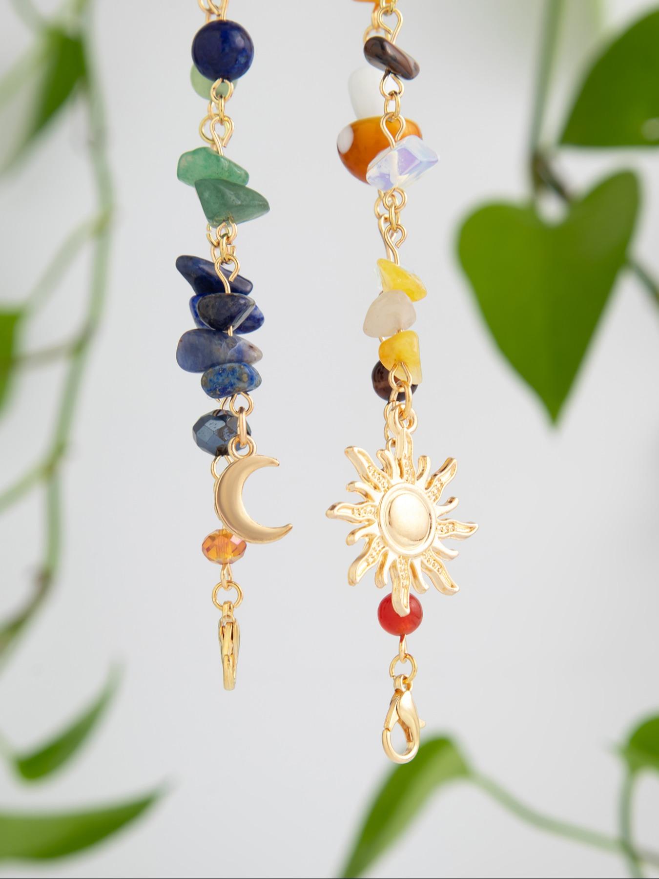 Boho Style Crystal Decorated Moon & Sun Design Hair Accessories Set, Vintage Style Hair Accessories for Women & Girls, Fashion Hair Accessories for Party, Daily Clothing Decor