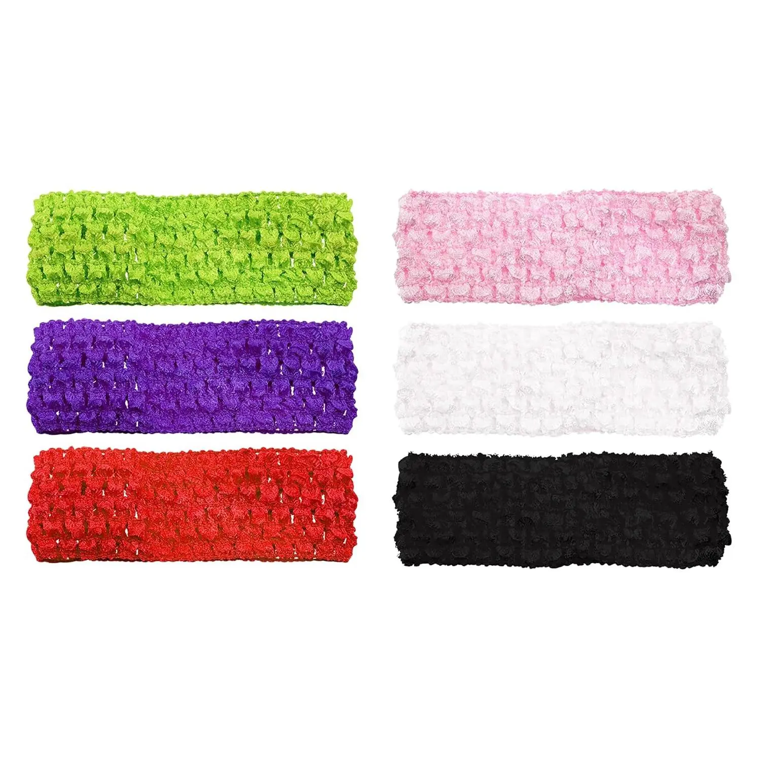 80s Crochet Headbands 6 count Colorful Retro Stretch Knitted Hair Bands Accessories for Women Girls Teens Halloween Dress Up Party Costume ( Color)