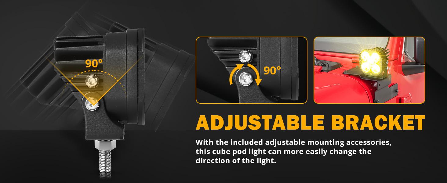 Auxbeam XP-ULTRA Series 3 Inch 80W 9600LM LED Pods Lights White Amber Spod Flood Combo Beam Jeeplight Bar Offroad for Trucks Cars Boats SUV UTV ATV Snowmobiles Motorcycles Dirt Bikes 4x4