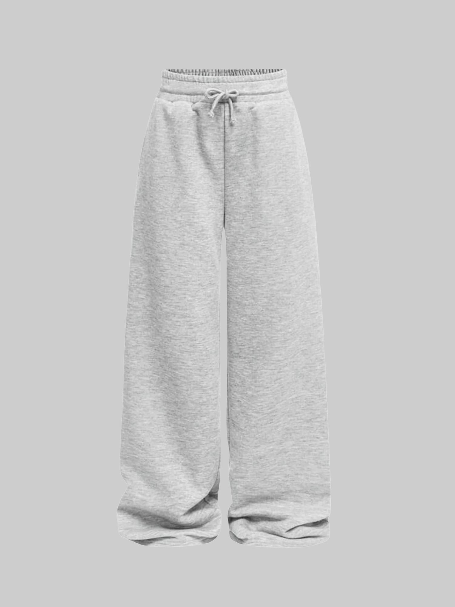 Women's Solid Color Wide Leg Sweatpants with Drawstring Waist, Breathable Outdoor Running Pants for All Seasons, Fitness and Commuting Wear, Breathable Athletic Bottoms