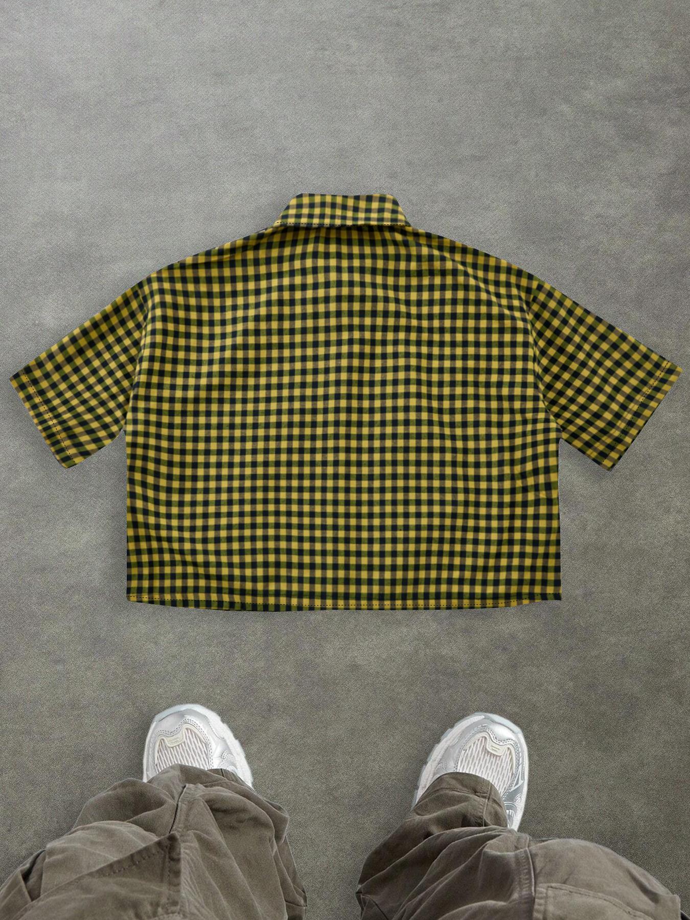 Men's Regular Fit Plaid Checkered Print Short Sleeve Shirt, Casual Street Comfy Top for Summer, Fashion Men's Clothes for Daily Wear