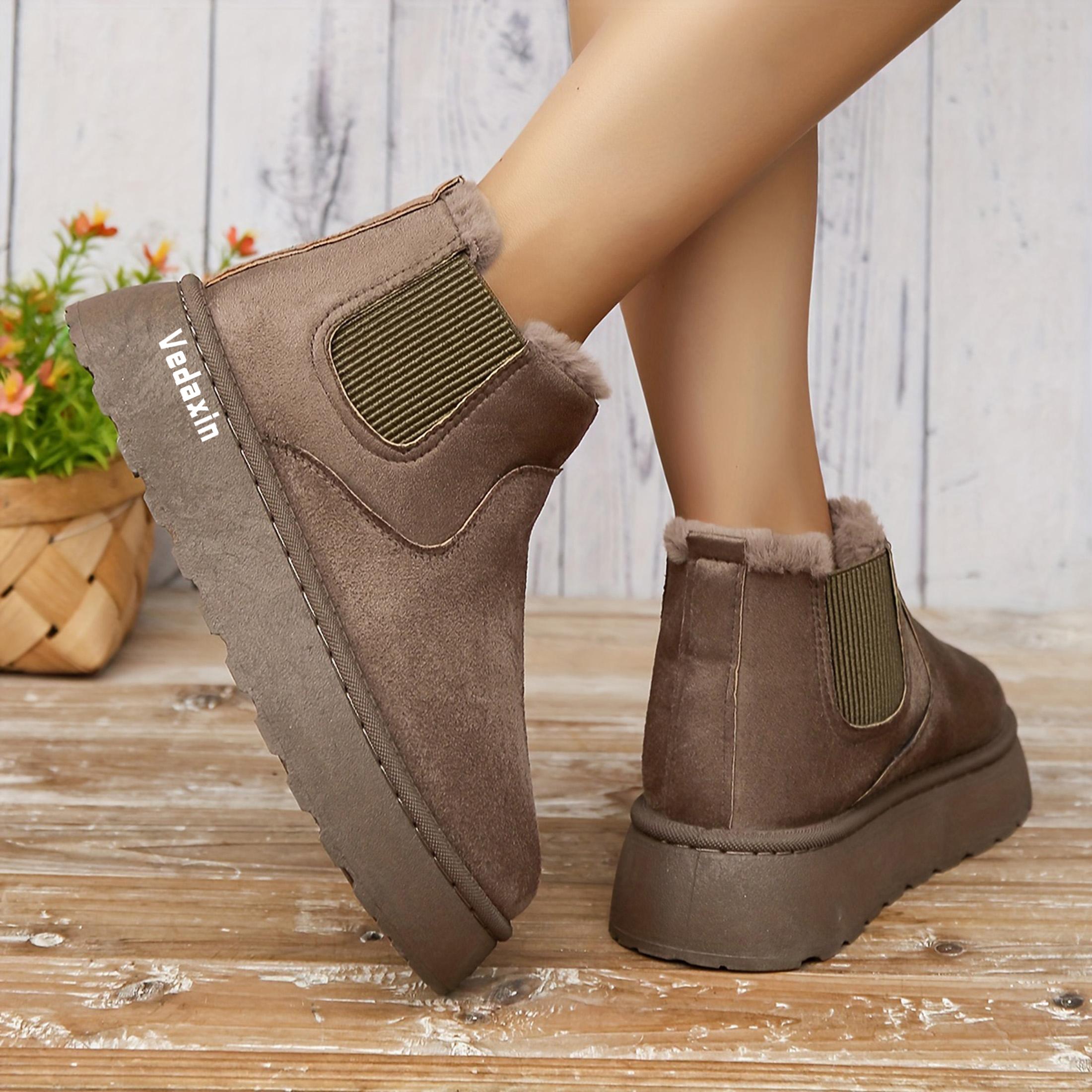 Women's Winter Short Boots for Women Warm Lined Boots Comfortable Suede Lace Up Booties Cute Flat Boot Shoes Springfresh