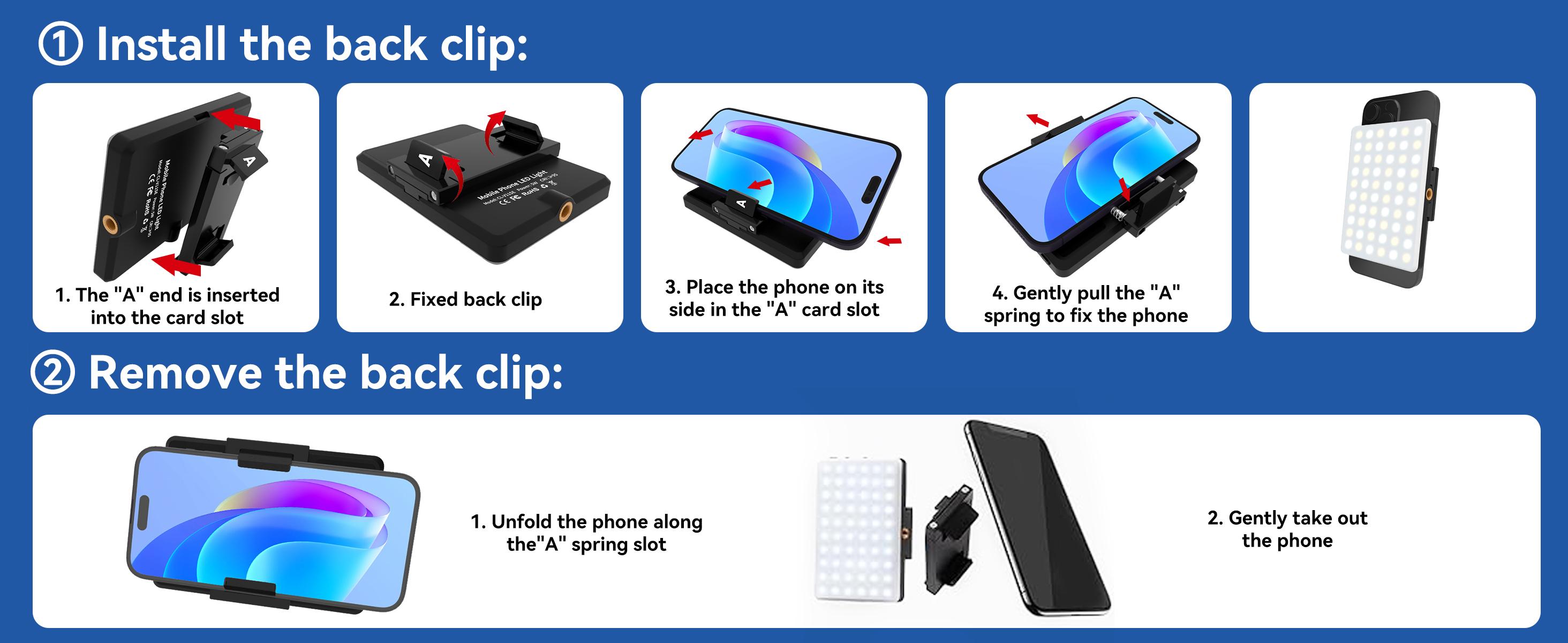 LED Selfie Light, 60 LED 3000mAh Rechargeable Phone Fill Light with 3 Light Modes, 10-Level Brightness, Portable Light with Front & Back Clip for Video Conference, , Phone, iPhone, IPad, Laptop, Makeup, Live Stream, Vlog