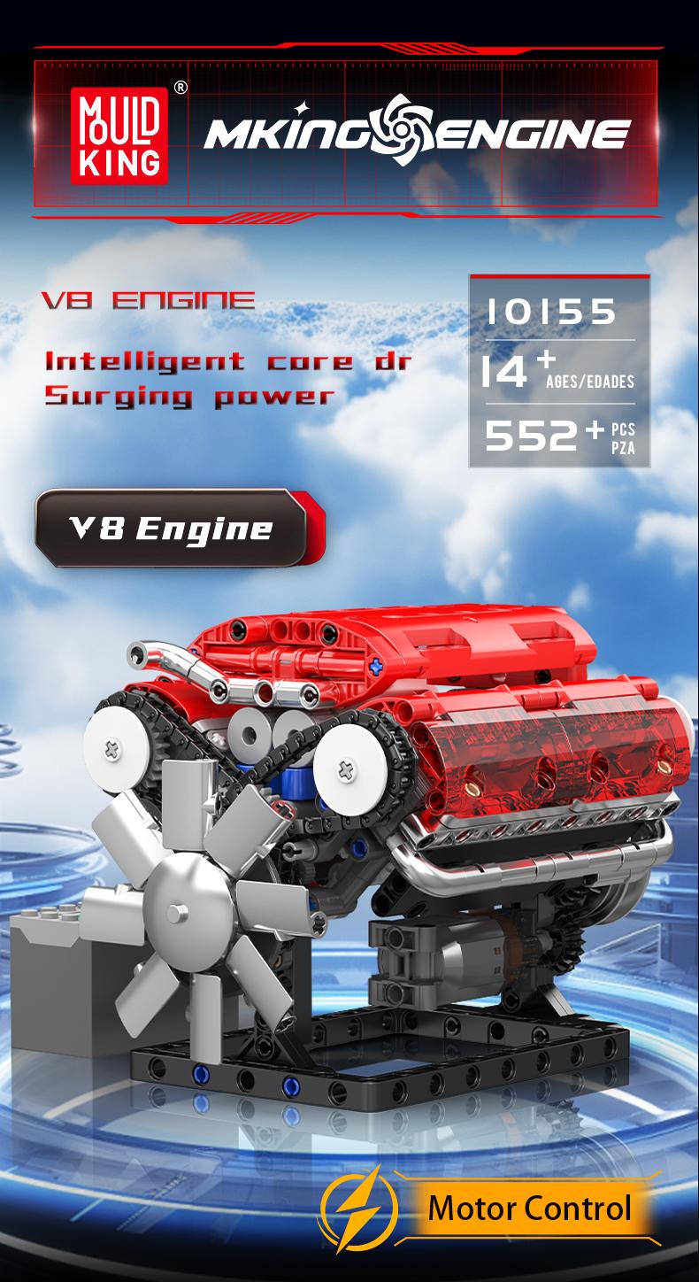 Mould King 10155 V-type engine Red Motor Model Building Block STEM DIY Gift Adult Kid Toy 552 Pcs Brick Mould King 10155 V-type engine Red Motor Model Building Block STEM DIY Gift Adult Kid Toy 552 Pcs Brick