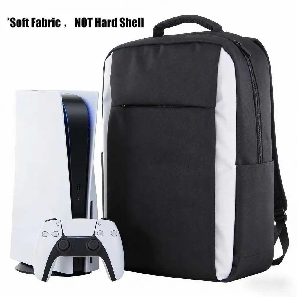 Soft Fabric Lightweight PS5 Travel Backpack | NOT Hard Shell! Protective Storage Carry Bag Compatible with PS5 Disc/Digital Console, Controller, Headset & Game Discs, Padded Soft Sided Gaming Backpack