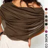 Women Asymmetric One Shoulder Draped Top, Ruched Side Off Shoulder Cropped Blouse, Soft Flowy Casual Going Out Top for Ladies, Versatile Evening & Daily Wear